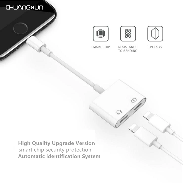  Новинка 2021 Разветвитель для наушников Apple Audio с зарядным адаптером Aux двойной 8-контактный кабель iphone 12 11 X 8