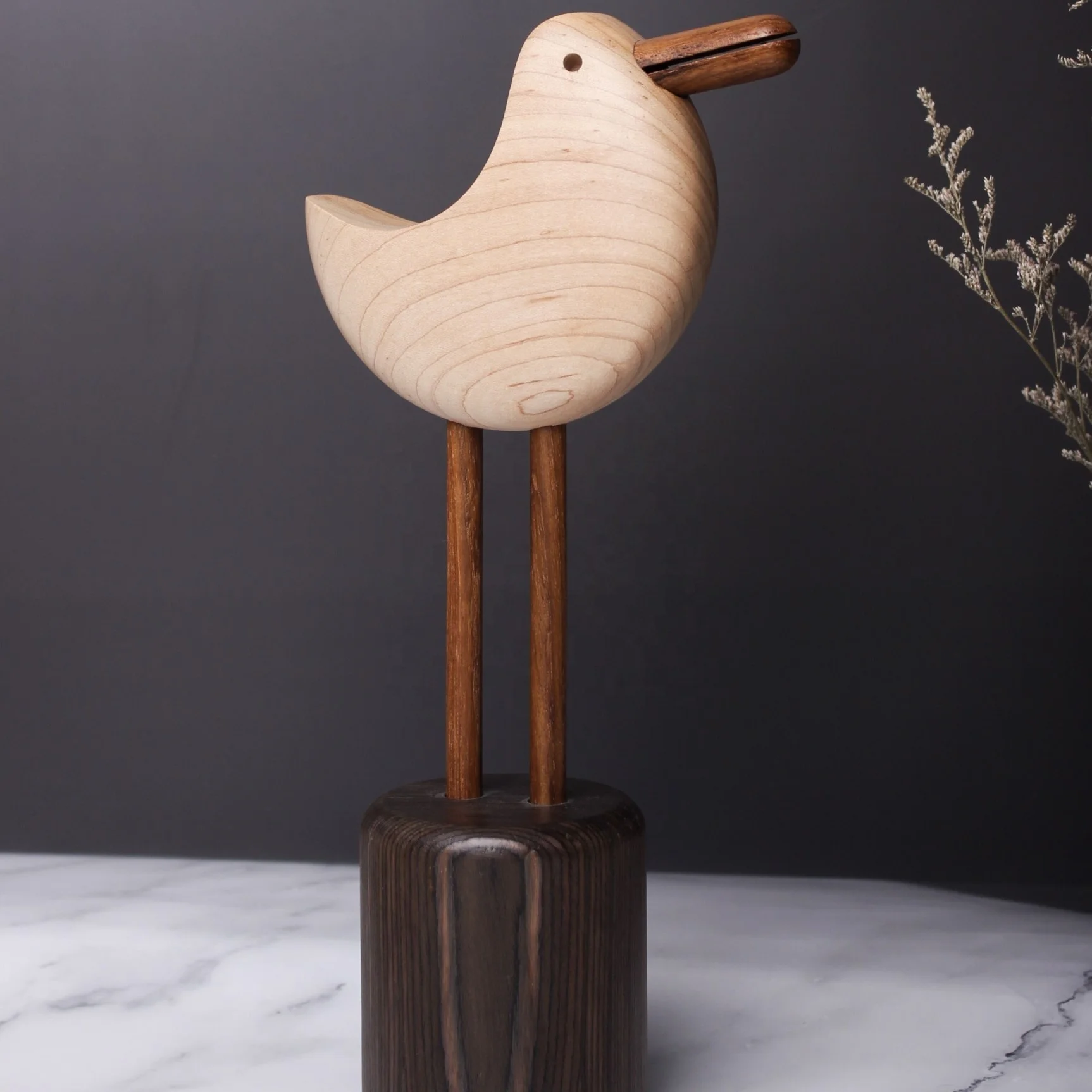 
Wood Craft seagull ornament Lovely animal shape products wood sculpture for room decoration 