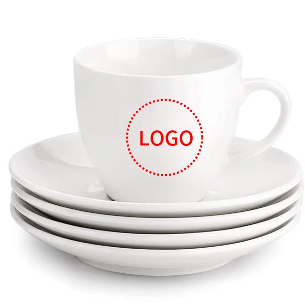 8oz Custom printed cappuccino porcelain tea cups and saucers