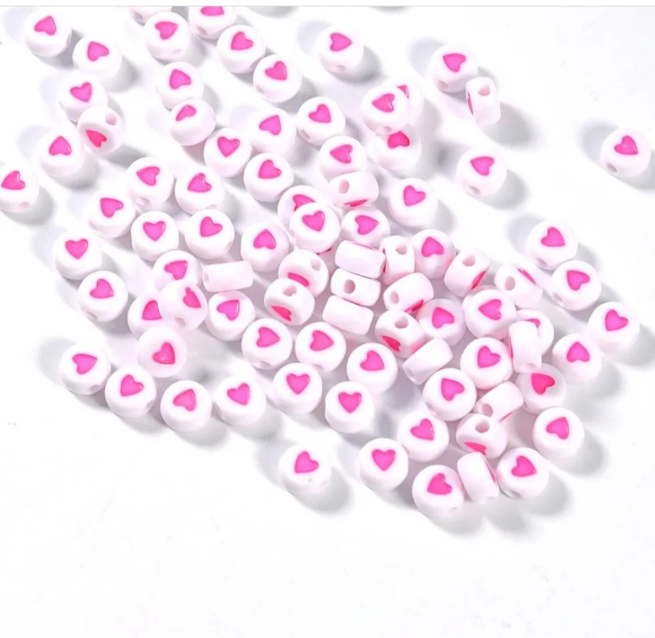 100 stalks/pack round love handmade beads DIY semi-finished acrylic beads for jewelry making Diy