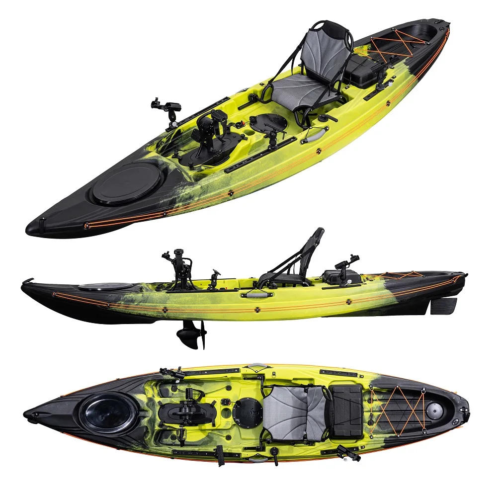 3.6 Meter Single Sit on Top Electric Motor and Pedal Drive Canoe Boat Fishing Kayak for Outdoor Water Sports