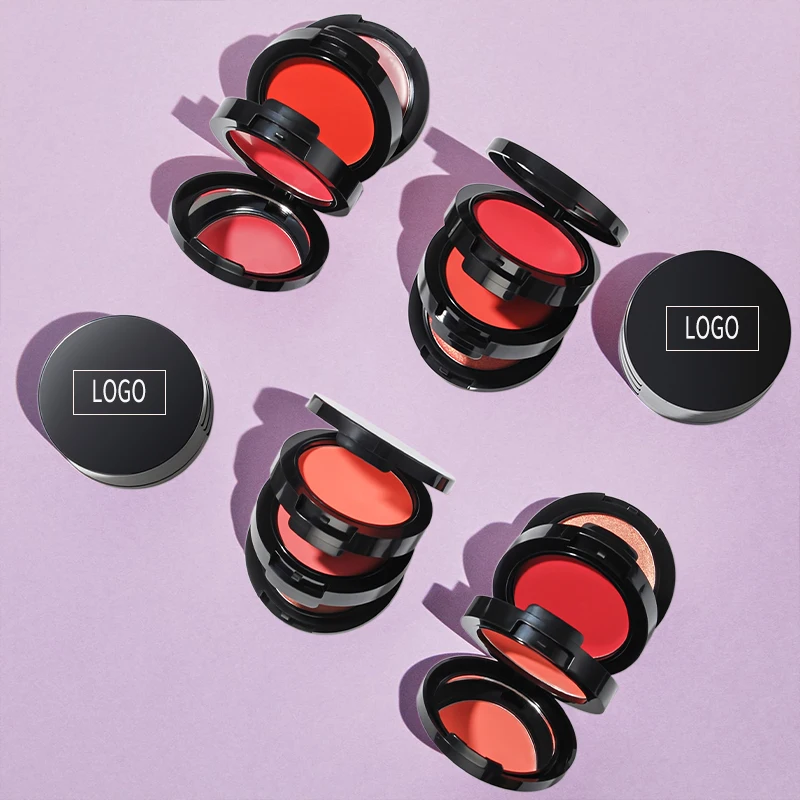 Natural Waterproof Long Lasting Silky Vegan High Pigment Face highlighter Cream blush Palette