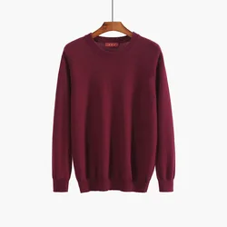 Custom long sleeve knitted solid color men pullover Merino wool sweater