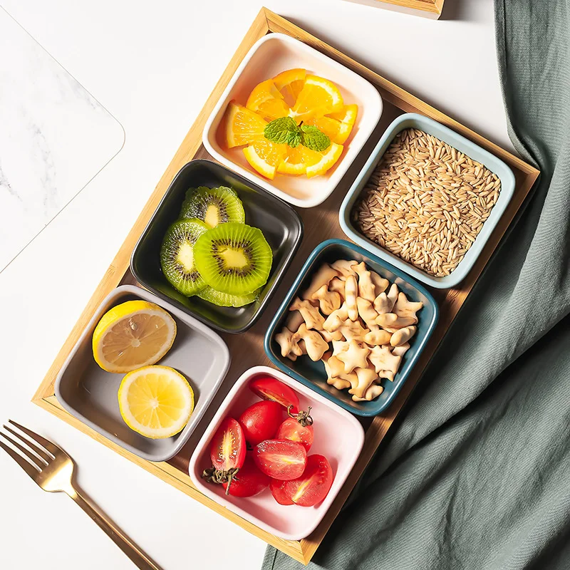 
Whole Sale Fashionable Ceramic Dry Fruit Tray Snack Tray Food Serving Tray With Compartments 