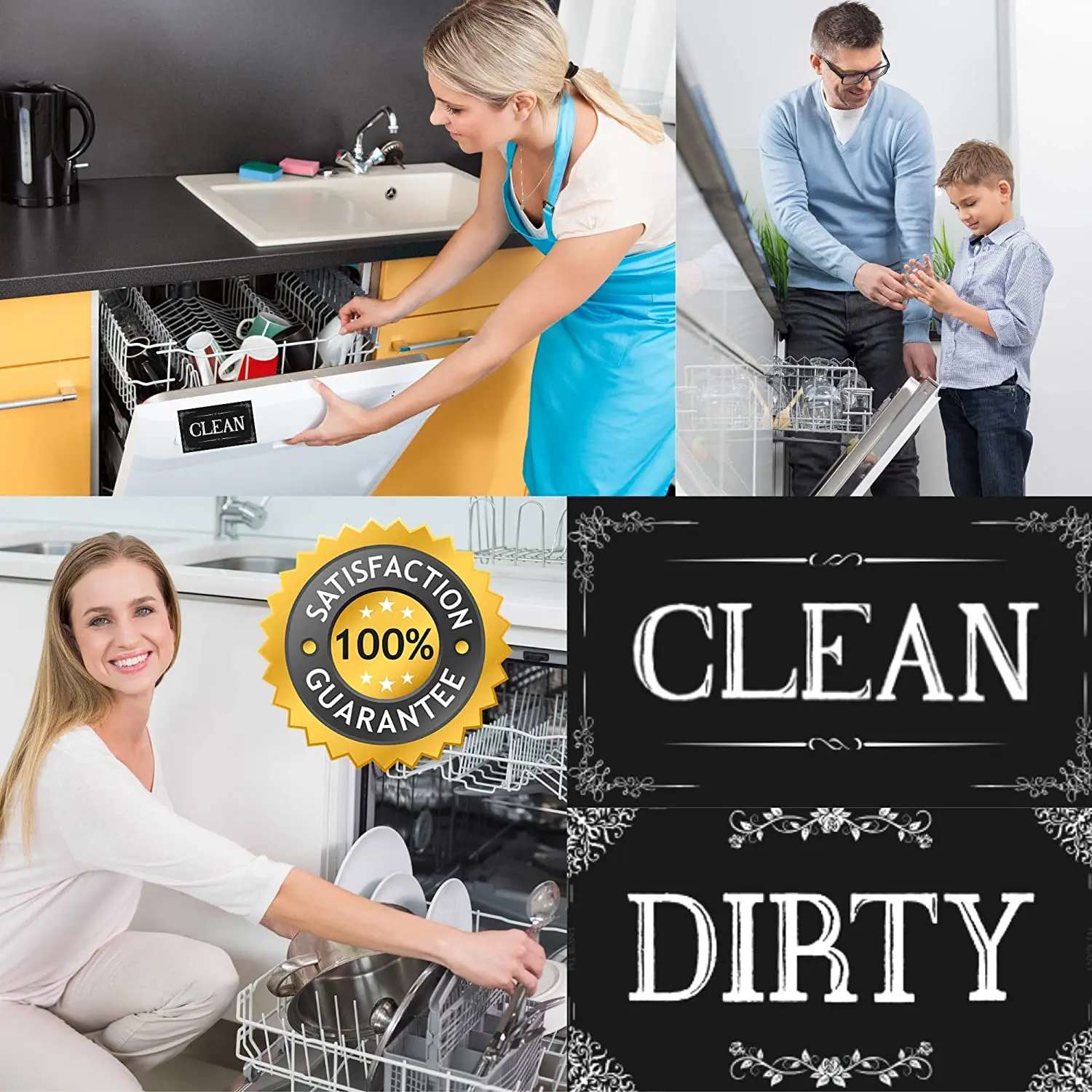Dishwasher Magnet Clean Dirty Sign Double Sided Magnet with Magnetic