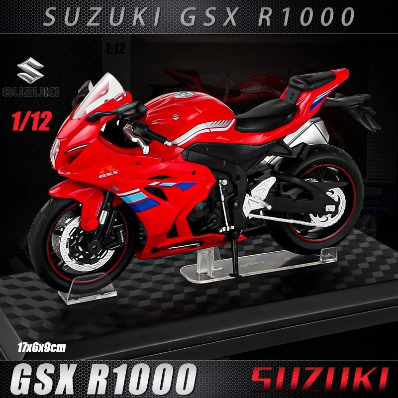 Литой под давлением 1:12 Suzuki GSXR1000 с колесами может перемещать переднее рулевое управление орнаментом металлическая модель мотоциклетная из сплава