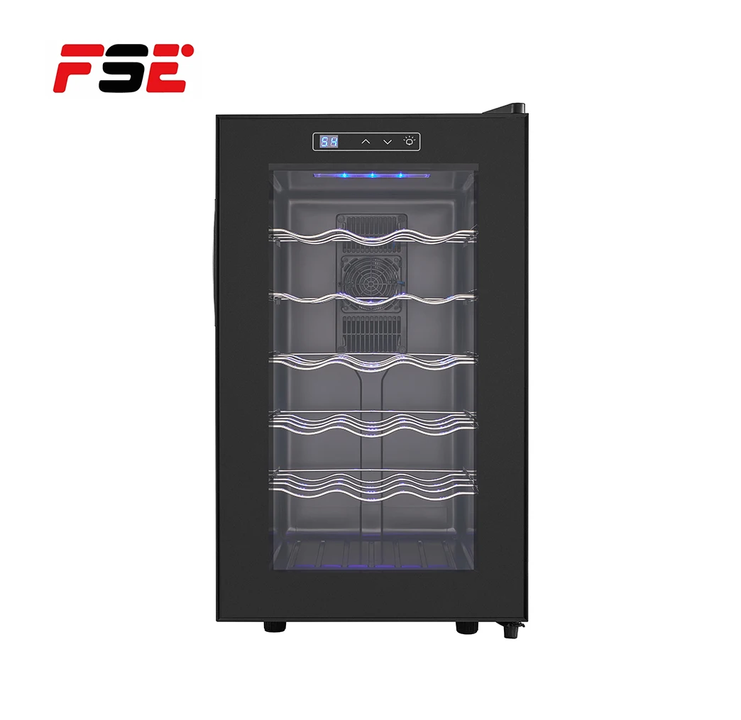 18 Bottles Wine and Beverage Cooler 46L Bar Wine Cabinet  Refrigerator With Wooden Racks Stainless Wire Shelves
