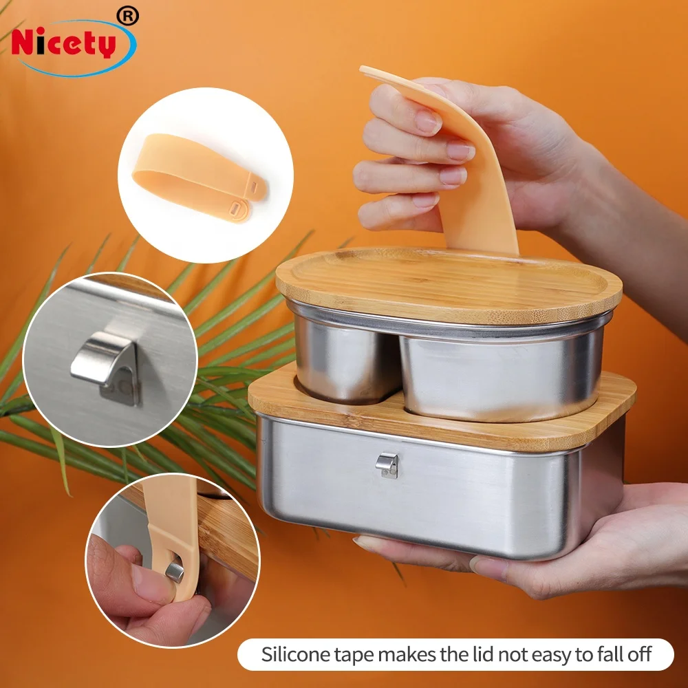 Ланч-бокс Nicety Bento с бамбуковыми крышками полный контейнер для еды набор взрослых экологически чистые пищевые контейнеры детей