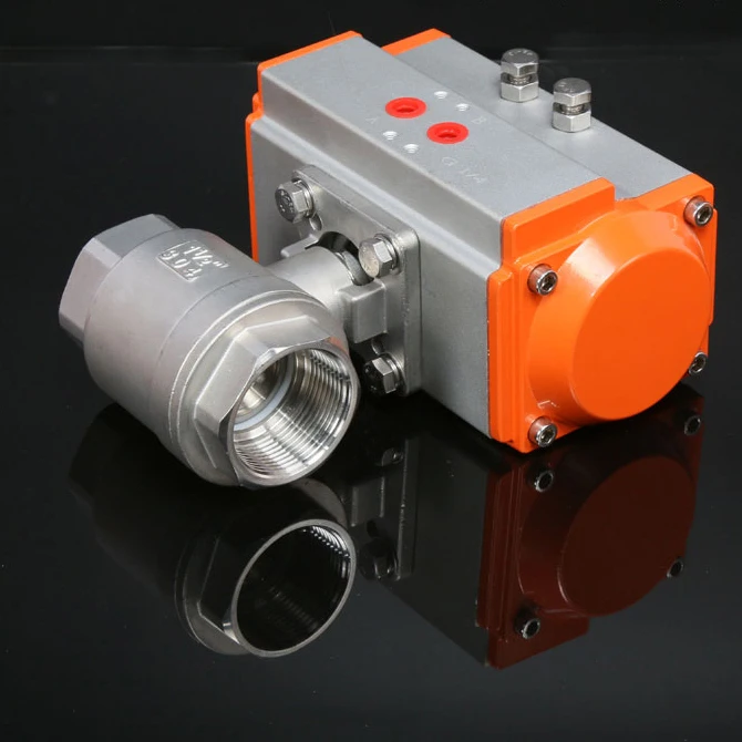 TKFM high platform pneumatic Female thread screw two piece stainless steel ball valve