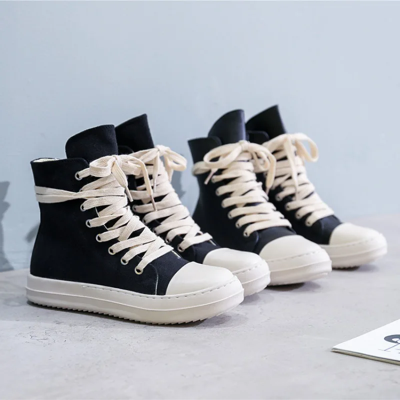 Autumn Winter New Fashion Thick Sole Pu Leather Canvas Trendy Shoes Korea Style Shoe Canvas Shoes For Wholesale