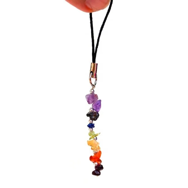 7 Chakra Crystal Chip Key Ring Mobile Hanger Bag Chain  ; For sale high quality 7 Chakra crystal chain