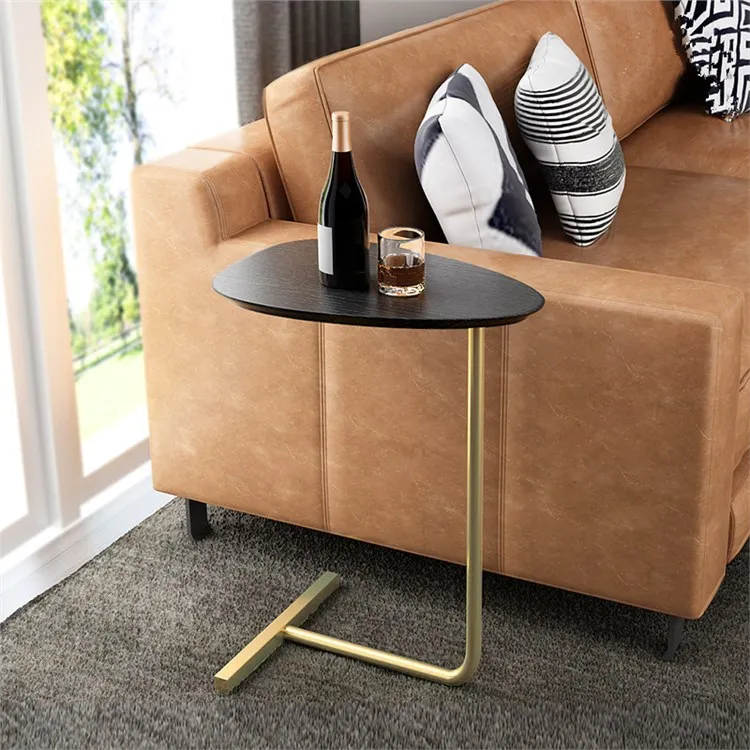 High production modern luxury steel round coffee table brown side tables for living room modern furniture for Supermarket