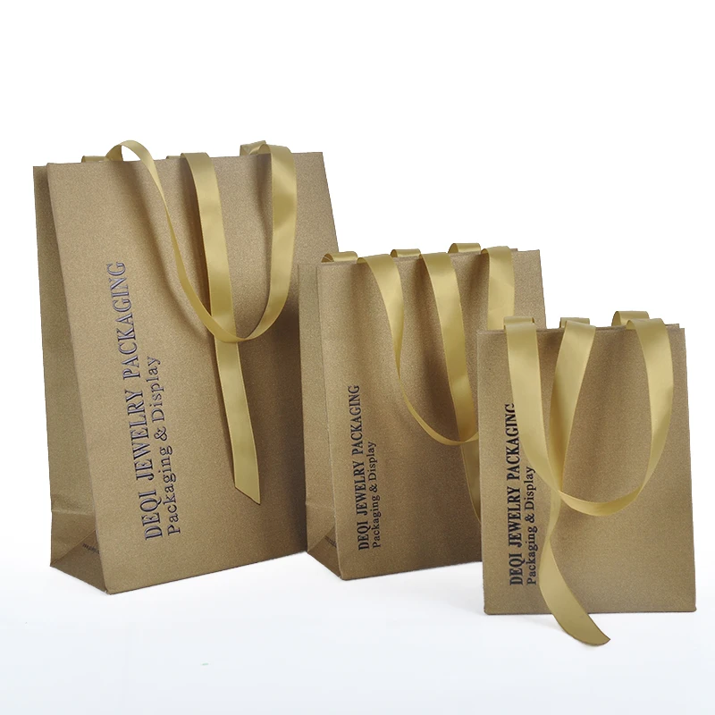 Custom personalized private gold your own logo brands gift small shopping packaging paper bag with chain handle for luxury dress