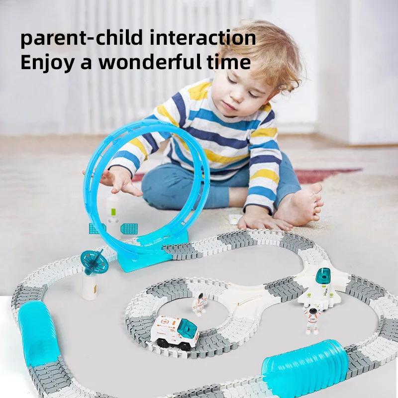 Plastic Slot Toy Race Track Set - 332pcs with Train & Electric Speed