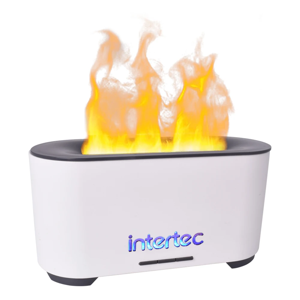 Factory Outlet Portable Essential Oil Aromatherapy Ultrasonic Low Noise Diffuser With 3D Flame Night Light