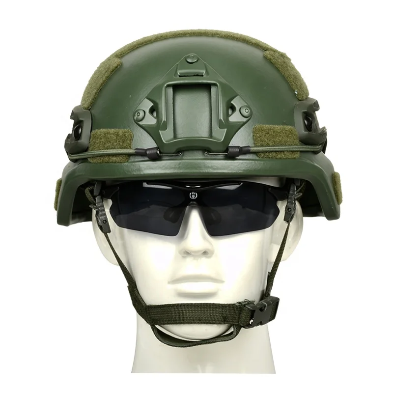CNRSPE MICH tactical helmet UHMWPE full ear protection helmet NVG guide rail BOA dial hanging double-layer memory head pad green