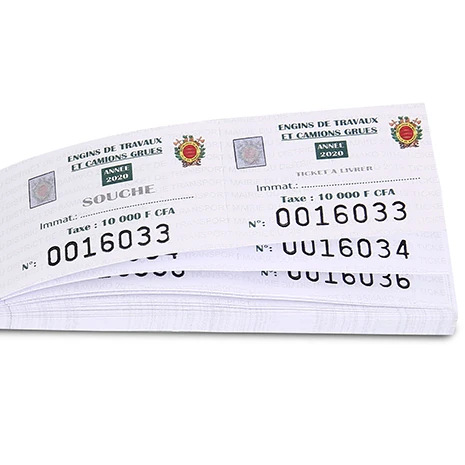 Event ticket in booklet packing with perforation line serial number