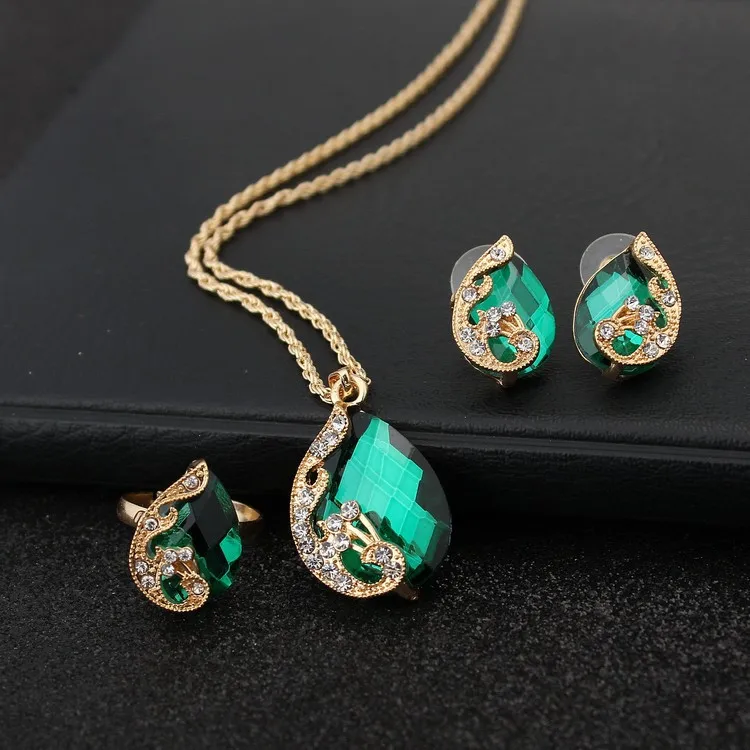 Wholesale Price Elegant Charm Fine Jewelry Earrings And Pendant Crystal jewelry set