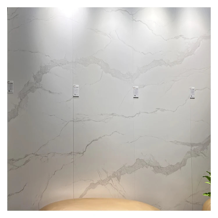 Chinese exporter  living room glossy ceramic calacatta full body floor and wall slim white porcelain tiles polished