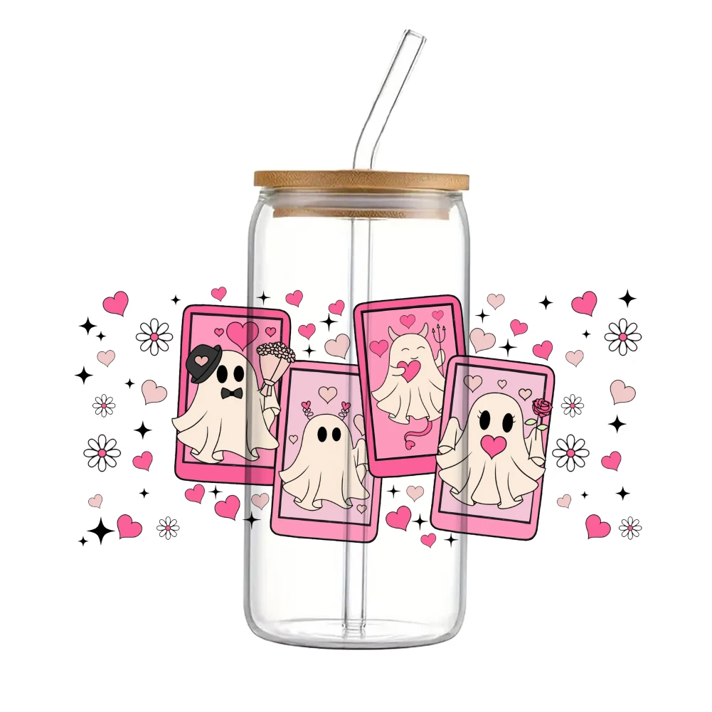 Forever Love Series Printed Pattern UV DTF Transfers Stickers  For 16oz Glasses Cups