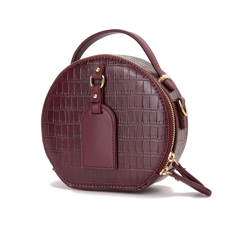 AZB059 Hot Sale Crocodile Vegan Pu Leather Popular Shoulder Purse Round Shape Women Purses Handbags Wholesale Handbags for Women