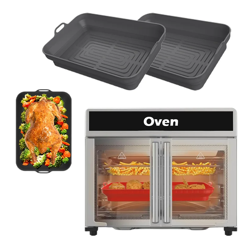 Wholesale Food Safe Silicone Pot Basket Rectangle Non Stick Reusable BPA Free Silicone Air Fryer Liners Replacement of Paper
