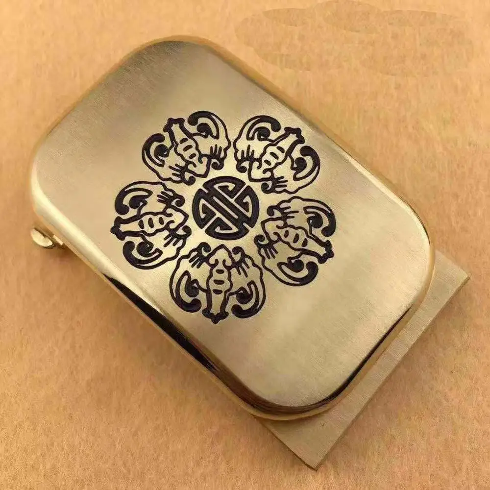 Direct factory manufacturer inner size 35mm lion head solid brass automatic belt buckle