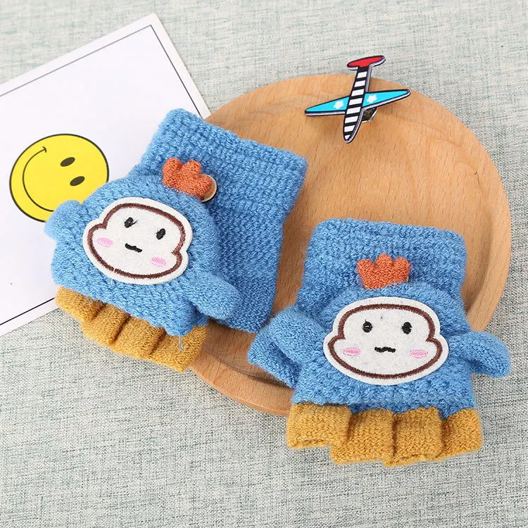 Popular Children Monkey Knitted Fingerless Gloves Mittens Kids Gloves