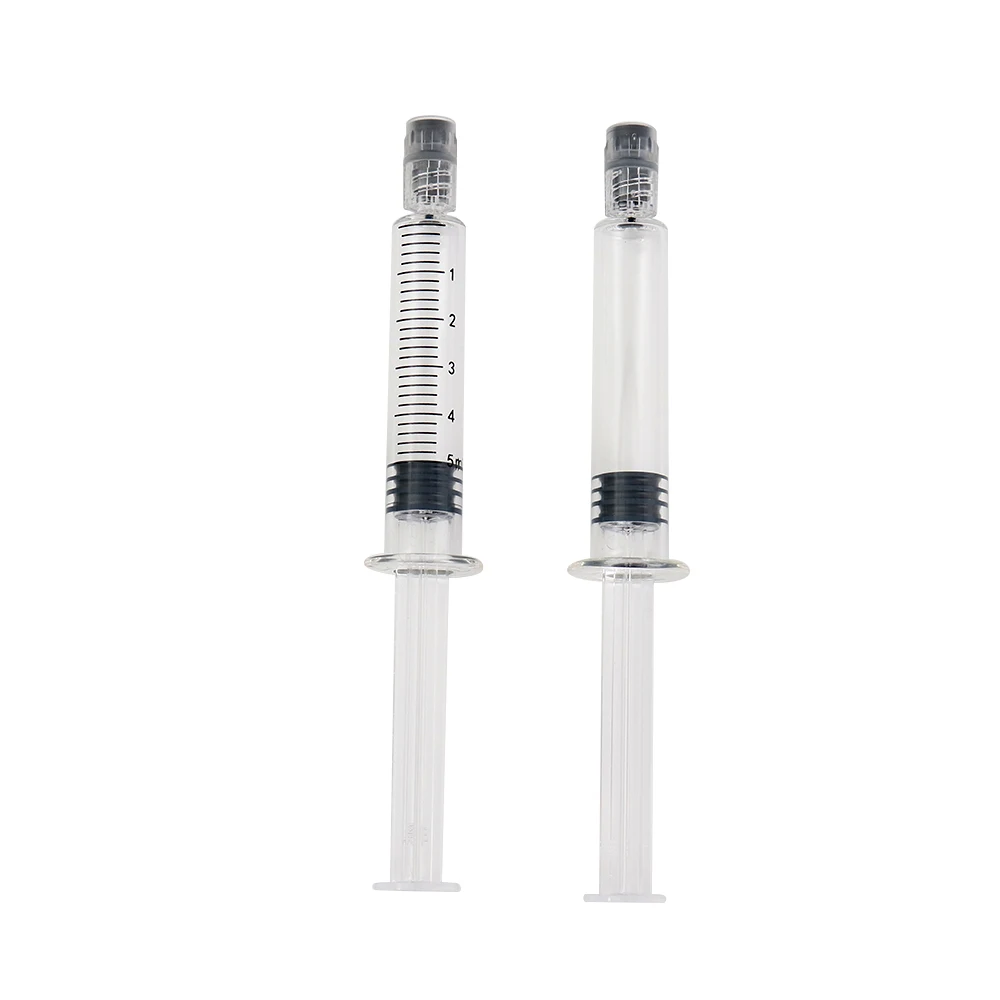 Concentrates packaging 5ml luer lock borosilicate glass prefilled syringe for oil
