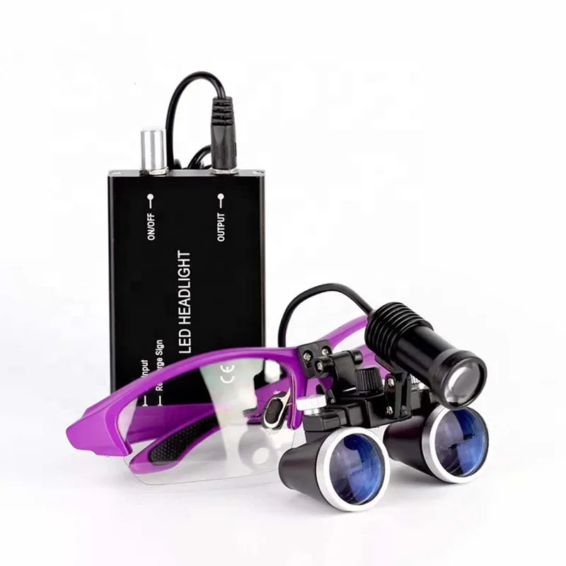 Top quality Cheap price Dental Loupe 2.5X 3.5X Surgical Dentists Magnifying Glasses with LED Head Light Box