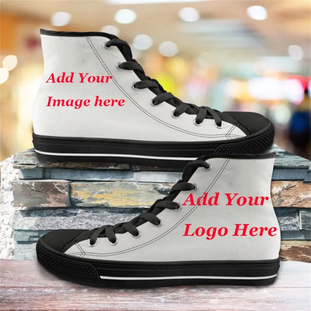 Custom Your Own Logo/Design/Image/Name/Text/Photo/Pet 3D Full Print Man High Top Canvas Shoes Manufacture MOQ 1 Drop Shipping