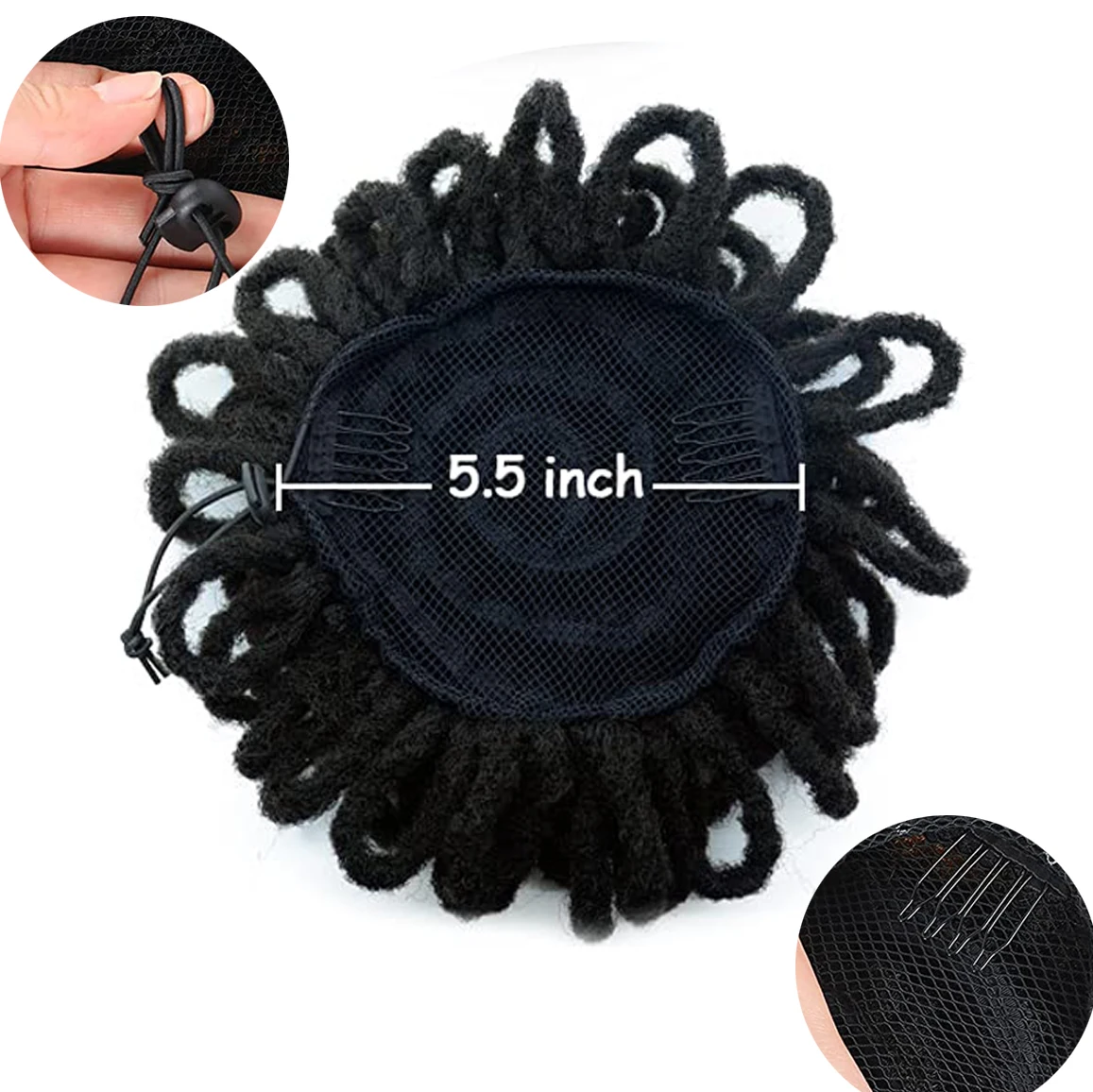 10inch Loc Ponytail Drawstring Petal Bun Afro Dreadlock Buns Pony Tail Curly Puff Braided Ponytails for Black Women Faux Locs