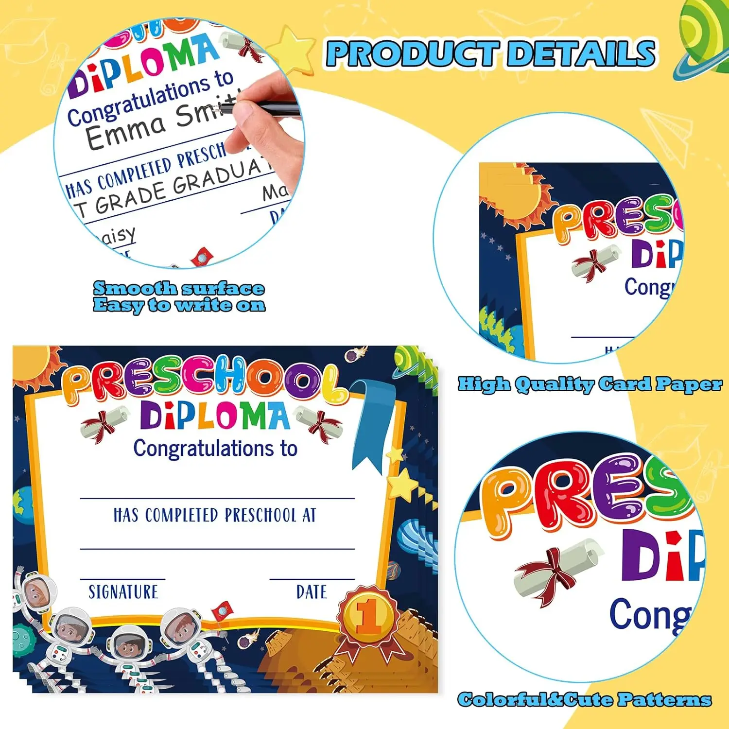 Preschool Award Certificates for Kids Kindergarten Graduation Diploma for Student School Supplies