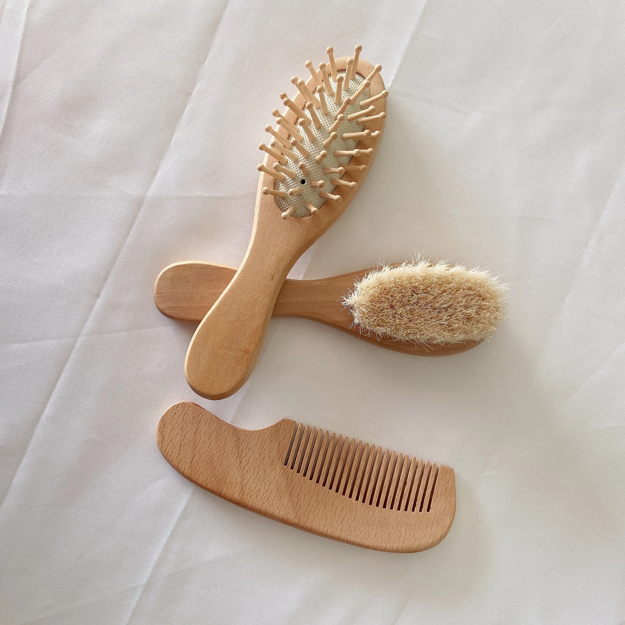 100% natural wooden massage hair comb wholesale  custom logo hair brush and comb sets