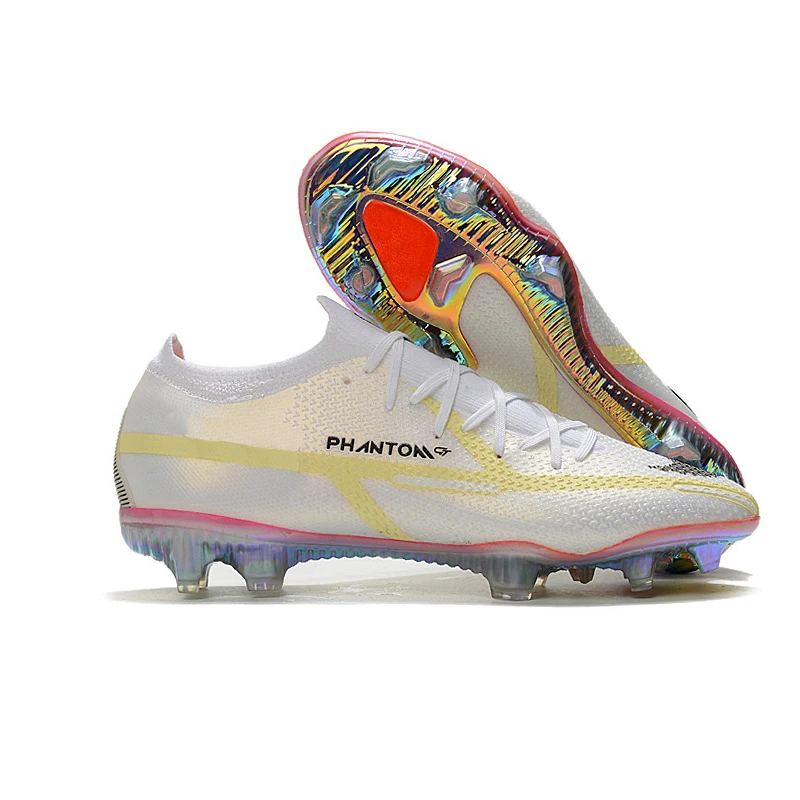 Fashion high quality rubber nylon knitting breathable football shoes football soccer boots shoe AG MG football  shoe