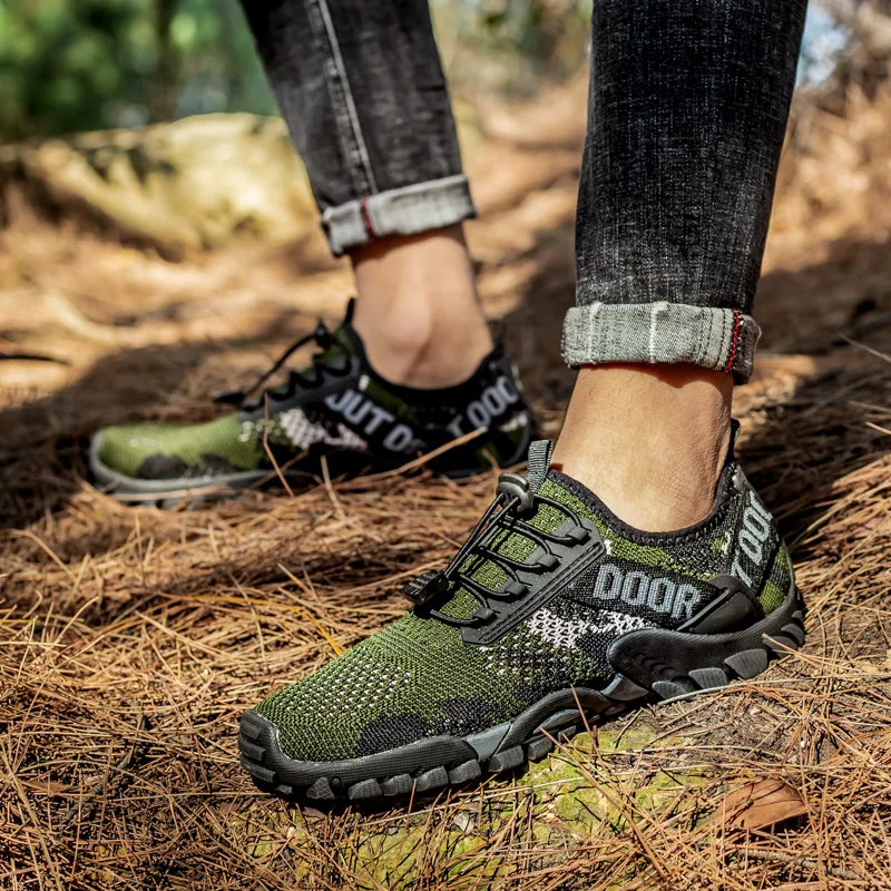 Мужская походная обувь, кроссовки для бега на открытом воздухе, нескользящие легкие кроссовки для кемпинга, альпинизма, путешествий, черные