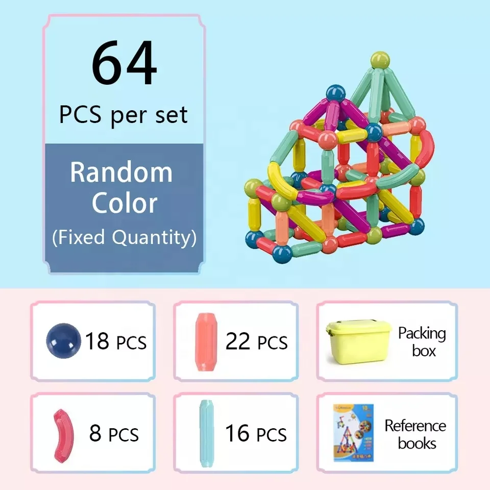 hot seller  diy stem learning toys magnetic building block sets balls and rods for kids