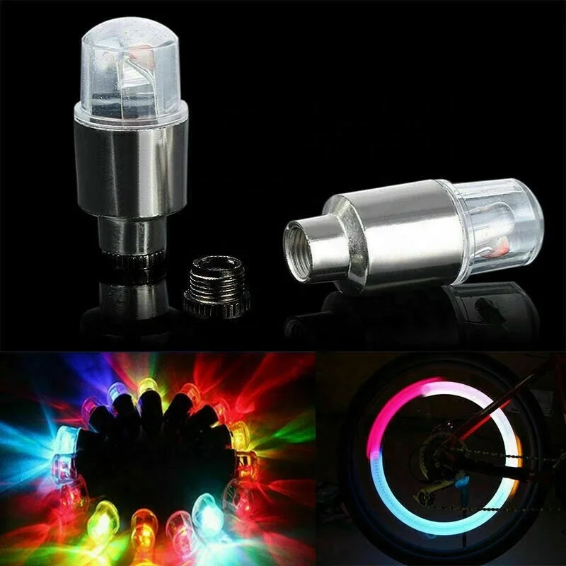 Car Wheel LED Light Moto cycle Bike Light Tire Valve Cap Decorative Lantern Tire Valve Cap Flash Spoke Strobe Neon Lamp