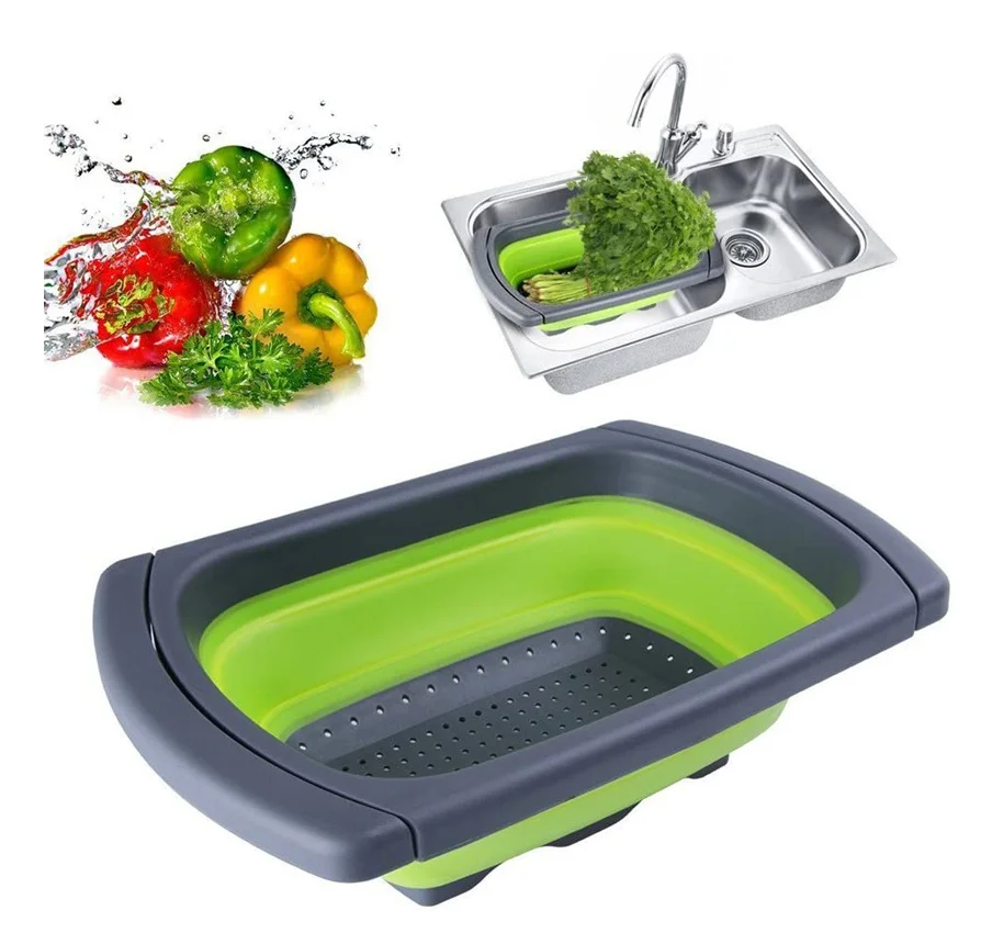 Space Saving Kitchen Foldable Strainer with Extendable Handles Collapsible Food Colanders