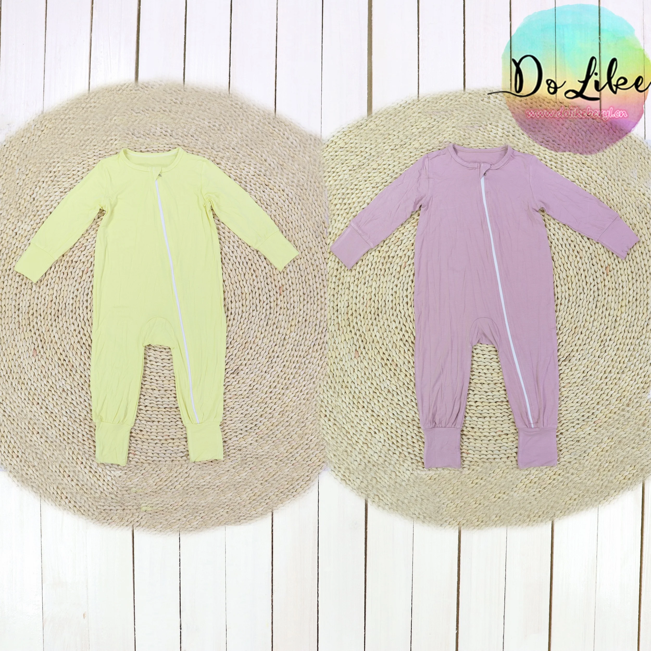 New arrival little girl clothes customized color kids jumpsuit with zipper wholesale girls bamboo clothing rompers