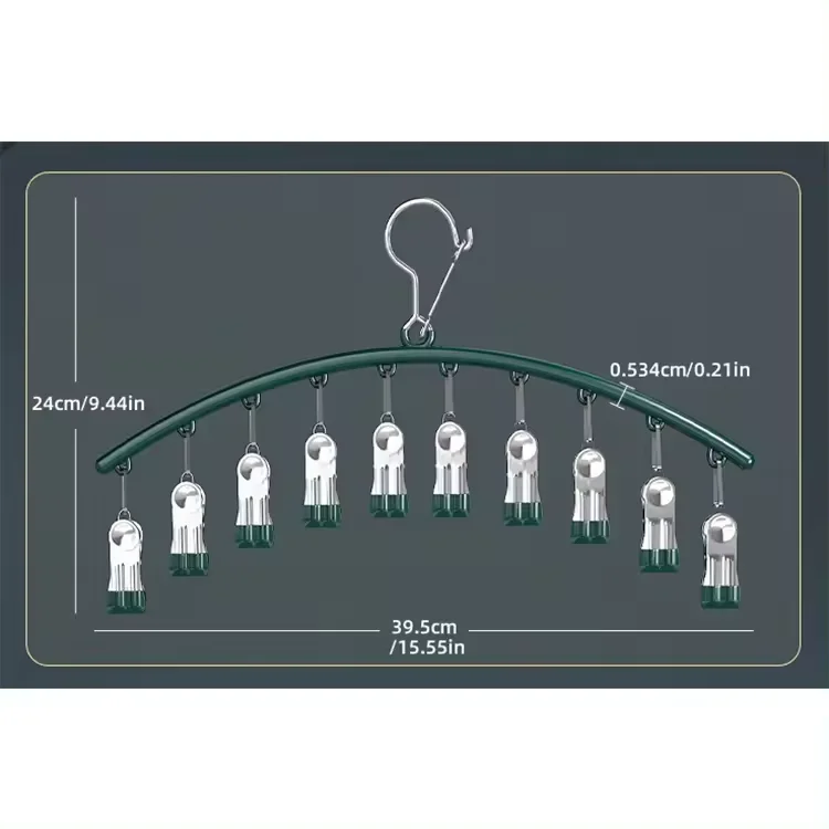 Factory Direct Sale Multi-Functional Stainless Steel 10 Clip Underwear Socks Metal Hanger For Household And Daily Use