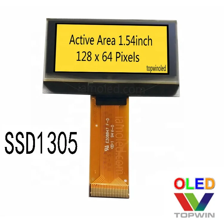 1.54 inch 128x64 pixels IIC SPI Interface oled screen UG-2864KLBMG01 oled display