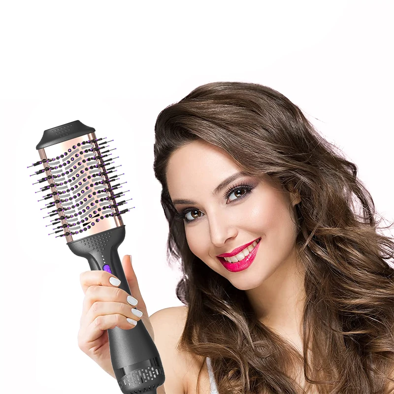 Blow Dryer Brush in One With Titanium Barrel Hot Air Brush Hair Straightener Brush