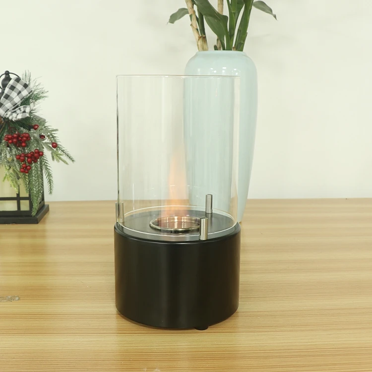 Wholesale round mini bioethanol fireplaces burner portable bio ethanol glass etanol garden decoration table top fireplace
