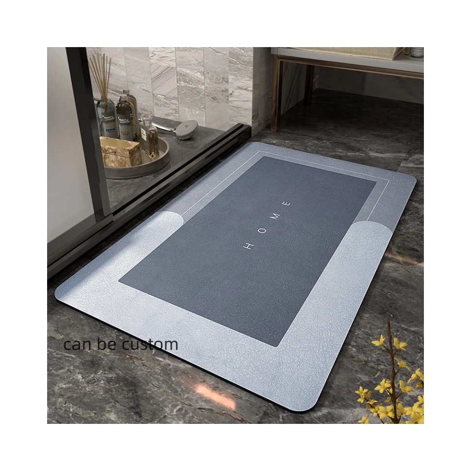 Amz Custom Non Slip Water Absorbent Rugs Rubber Door Mats Diatom Mud Bathroom Floor Mat Set Anti Slip Diatomite Bath Mat