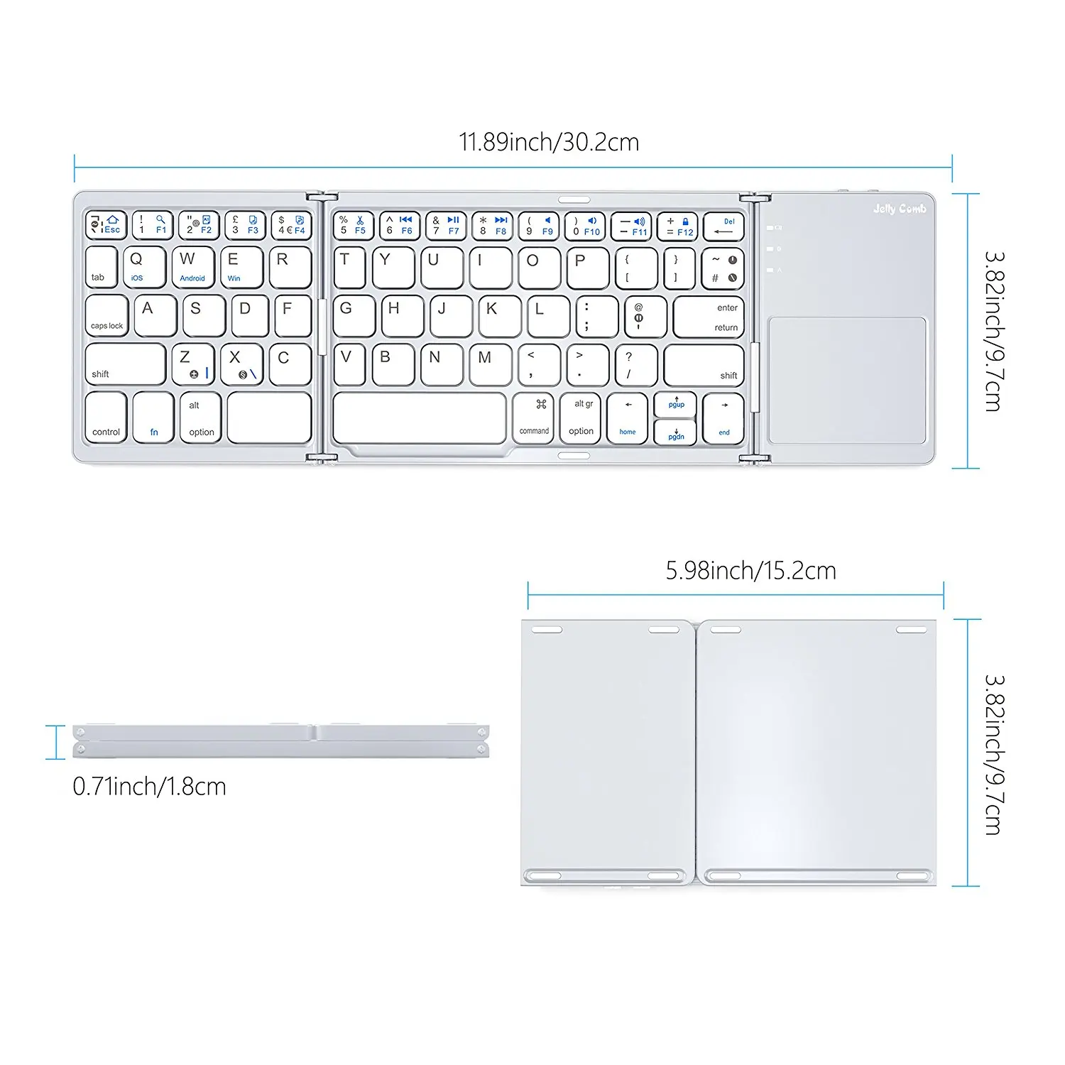 2021 new product foldable mini wireless keyboard with touchpad suitable for Windows Android iOS tablet smartphone