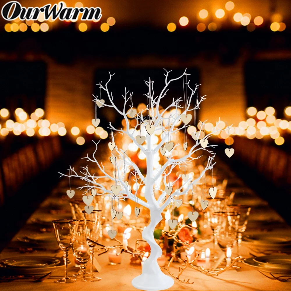 Ourwarm Tree Wedding Tree Centerpiece Artificial Plant for Rustic Wedding Decoration Artificial Plastic 75cm White H-FZS-PE-WH-1