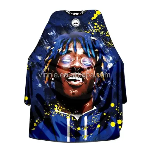 New Sublimation Printing 100% Polyester Machine Washable Barber Sports Cape for hair cutting, designed barber capes