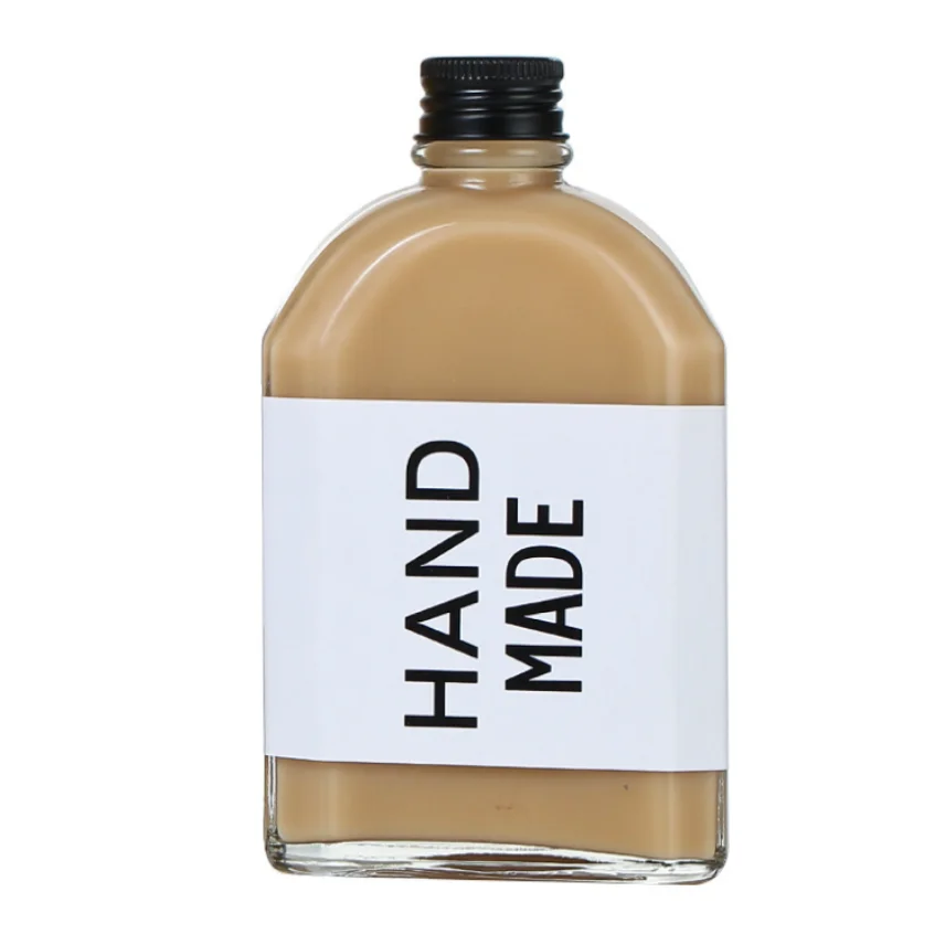 100ml 200ml 250ml 350ml 500ml  clear flat cold brew coffee glass bottle for coffee beverage wine  milk tea with aluminum cap