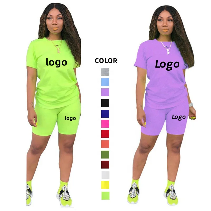 Женская одежда большого размера на заказ, комплект из 2 предметов, футболка с графическим рисунком для тренировок, короткий комплект для женщин, комплект из двух предметов, лето 2023